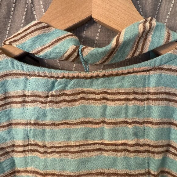 Ace & Jig Light Blue Striped Shirt with Tie Collar - L - Picture 5 of 11